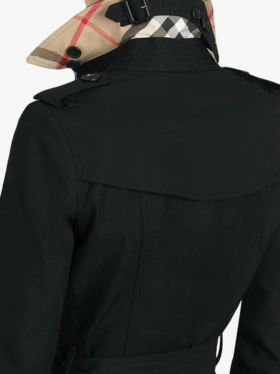 Shop Burberry The Chelsea Mid-length Trench Coat In Black