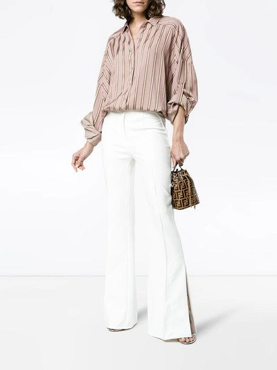 Shop Esteban Cortazar Striped Satin Shirt In Pink