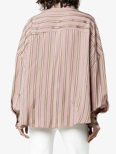 Shop Esteban Cortazar Striped Satin Shirt In Pink