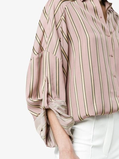Shop Esteban Cortazar Striped Satin Shirt In Pink