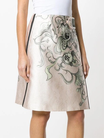 Shop Prada Printed A-line Skirt - Neutrals
