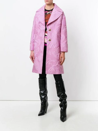 Shop Emilio Pucci Jacquard Coat In Pink