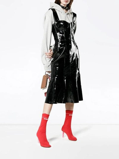 Shop Natasha Zinko Corset Patent Leather Midi Dress In Black
