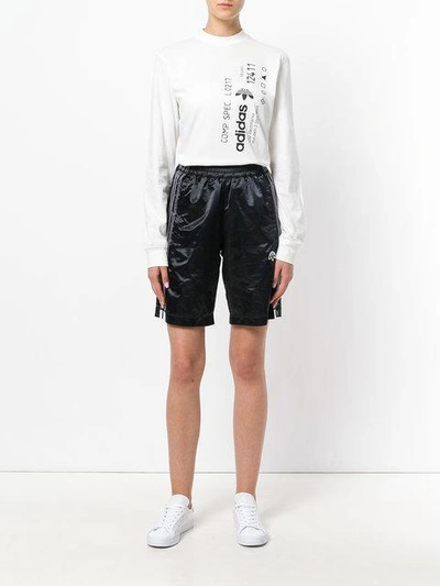 Shop Adidas Originals By Alexander Wang Logo Embroidered Track Shorts In Black