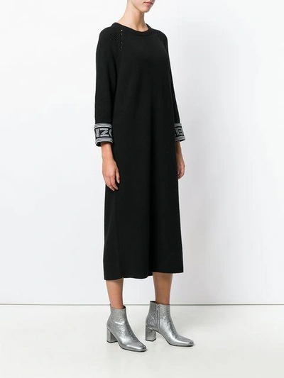 Shop Kenzo Knitted Midi Dress - Black