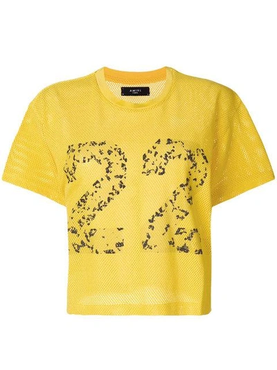 Shop Amiri 22 Mesh Cropped T-shirt - Yellow
