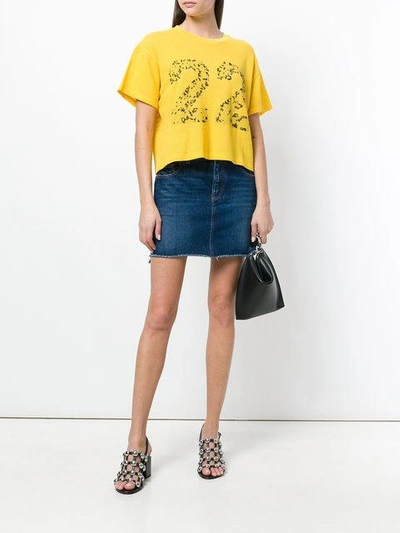 Shop Amiri 22 Mesh Cropped T-shirt - Yellow