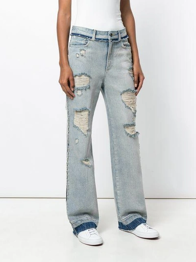 Shop Dolce & Gabbana Ripped Wide Leg Jeans In Blue