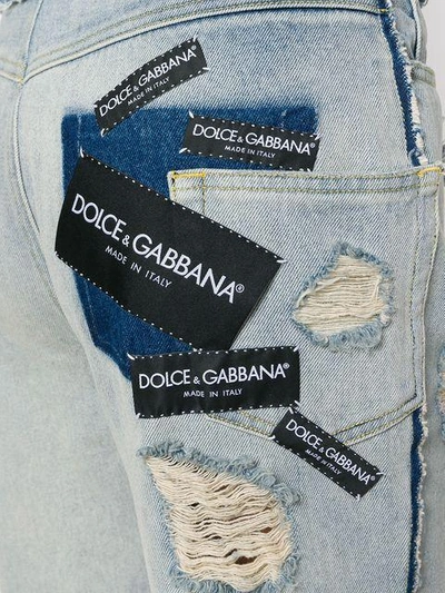 Shop Dolce & Gabbana Ripped Wide Leg Jeans In Blue