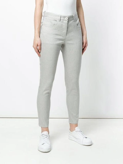 Shop Lorena Antoniazzi Slim Fit Trousers In Grey