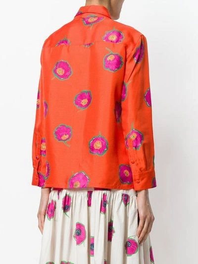 Shop La Doublej Floral Print Shirt In Yellow