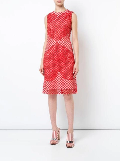 Shop Akris Perforated Dress In Red