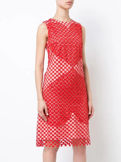 Shop Akris Perforated Dress In Red