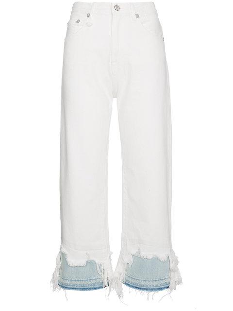 R13 Camille High Waist Cropped Jeans In White | ModeSens