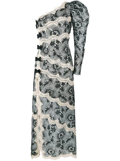 Shop Alessandra Rich One-shoulder Lace Dress