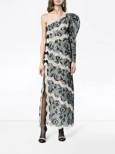 Shop Alessandra Rich One-shoulder Lace Dress