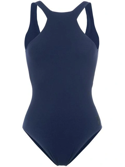 Shop Gloria Coelho Halterneck Swimsuit In Blue