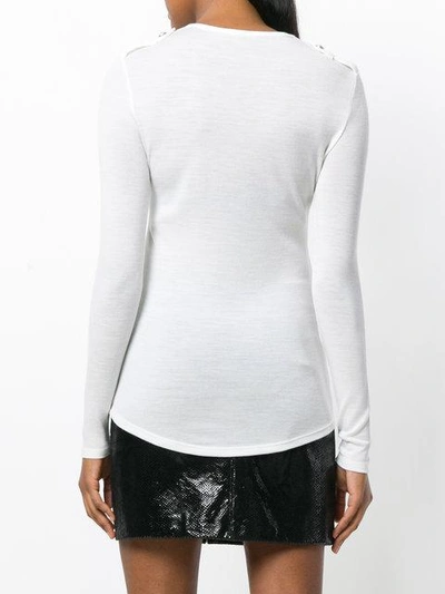 Shop Balmain Buttoned Knitted Top - White