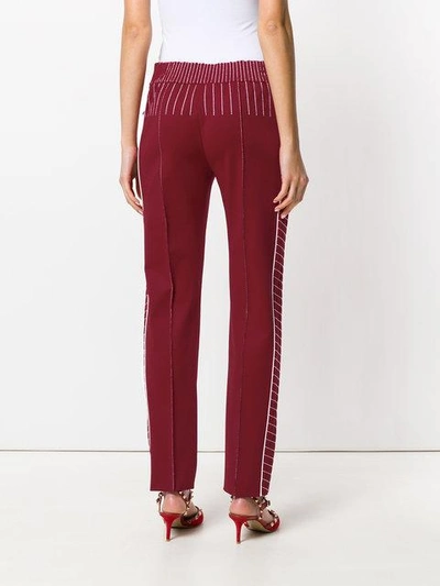 Shop Valentino Contrasting Stitched Trousers - Red