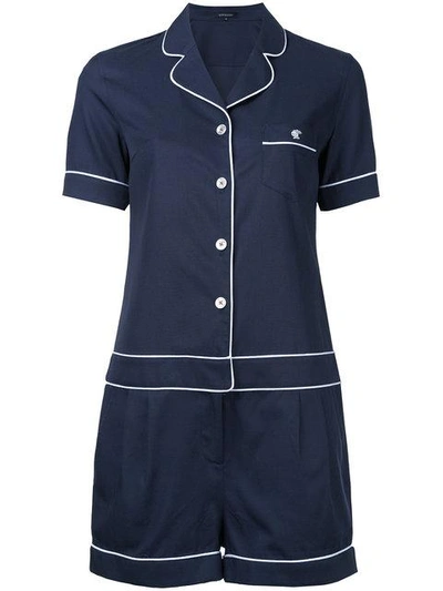 Shop Loveless Embroidered Pajama Playsuit In Blue