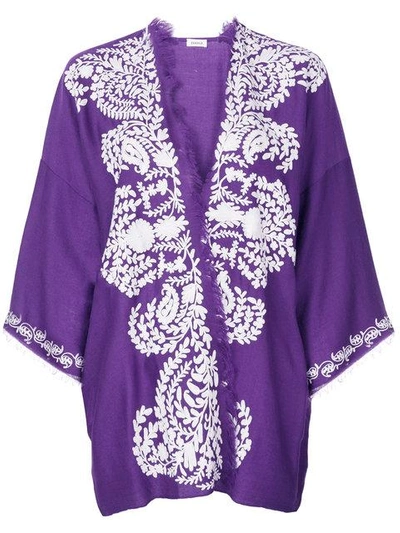 Shop P.a.r.o.s.h Embroidered Shawl Jacket In Purple