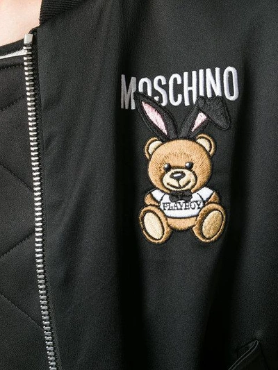 Shop Moschino Playboy Bomber Jacket - Black
