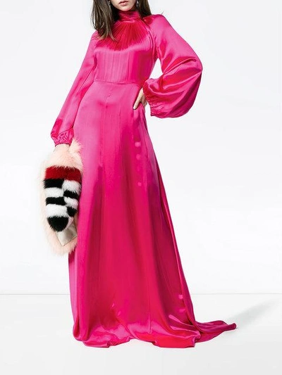 Shop Gucci High Neck Silk Maxi Gown