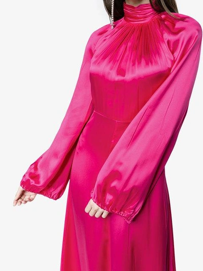 Shop Gucci High Neck Silk Maxi Gown