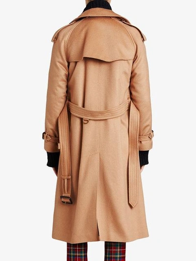 Shop Burberry Cashmere Trench Coat - Brown