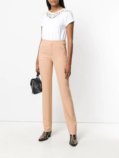 Shop Chloé Flared Tailored Trousers In Neutrals