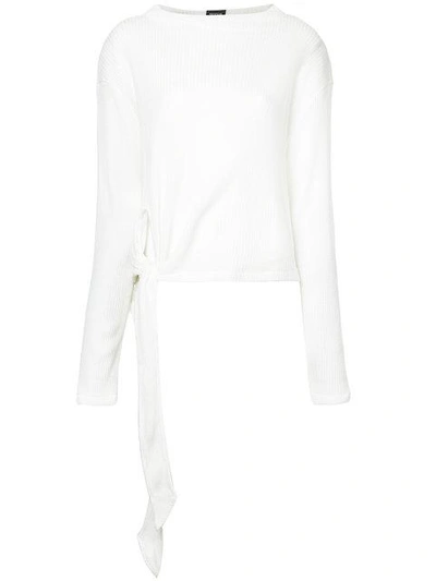 Shop Elaidi Side-tied Knitted Top In White
