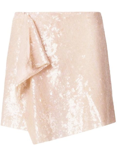 Shop Alberta Ferretti Sequin Embellished Mini Skirt In Neutrals