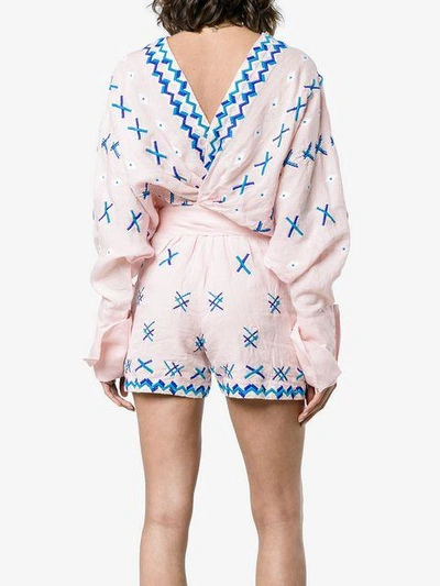 Shop All Things Mochi Magda Embroidered Linen Playsuit