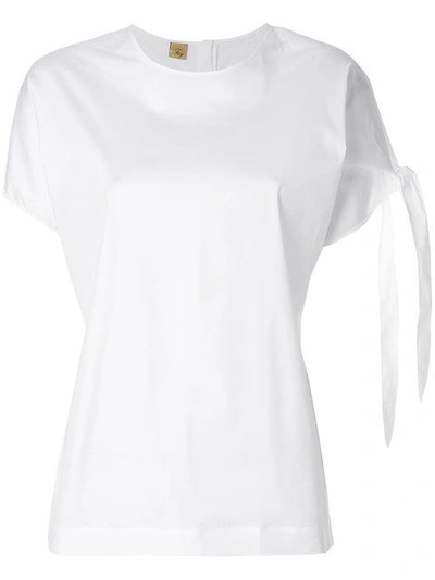 Shop Fay Short Sleeved Tie Shirt In White