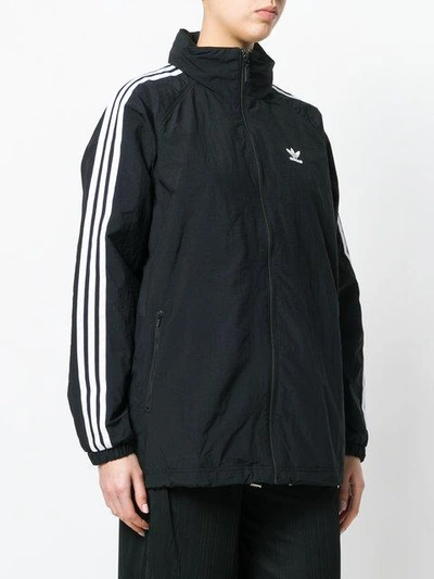 Shop Adidas Originals 3-striped Windbreaker Jacket In Black