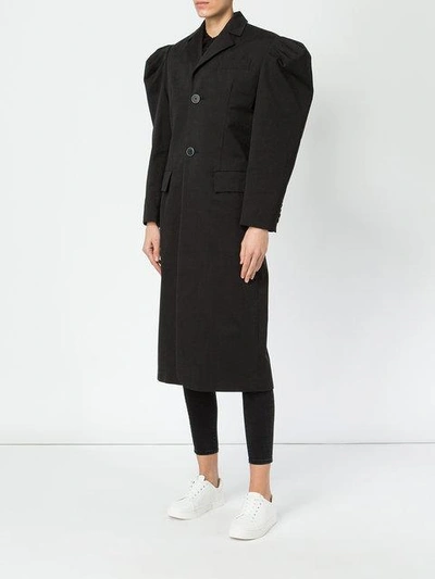 Shop Blindness Puff Sleeve Embellished Neck Coat - Black