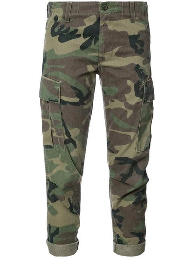 Shop Re/done Camouflage Print Cropped Trousers In Green