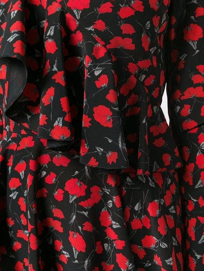 Shop Raquel Diniz Poppy Print Frill Dress - Black