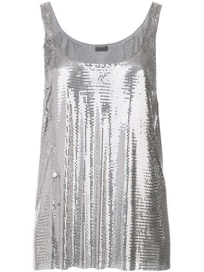 Shop Paco Rabanne Metallic Asymmetric Vest - Grey