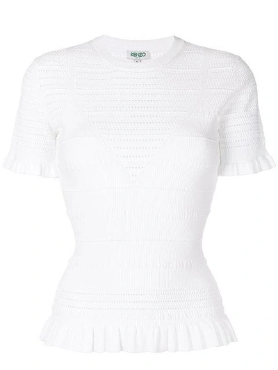 Shop Kenzo Perforated Knit Top In White