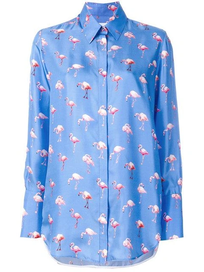 Shop Victoria Victoria Beckham Flamingo Print Shirt - Blue