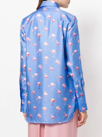 Shop Victoria Victoria Beckham Flamingo Print Shirt - Blue