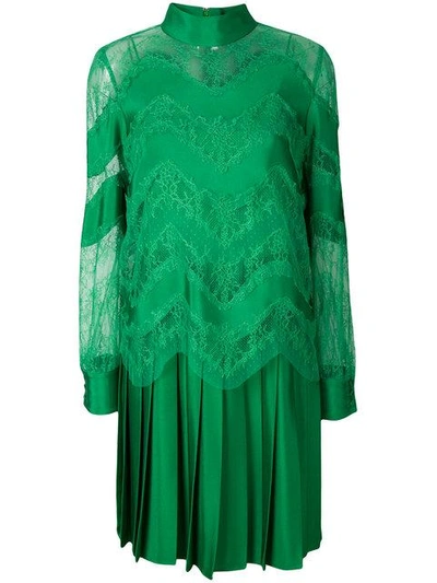 Shop Valentino Lace Embroidered And Pleated Dress