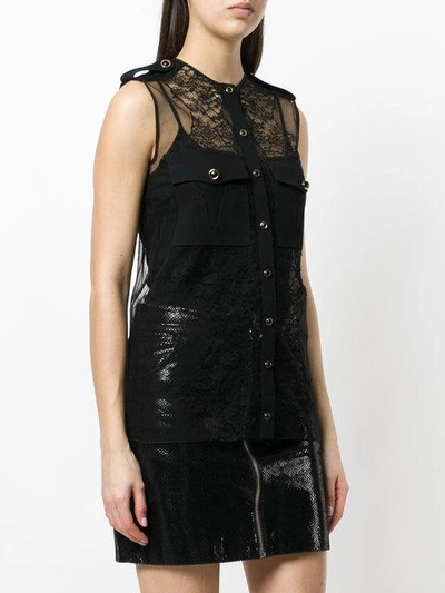 Shop Givenchy Sleeveless Lace Blouse In Black