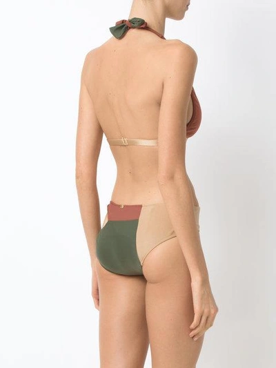 Shop Adriana Degreas Cut Out Velvet Bikini Set In Brown