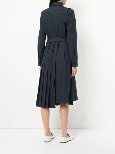 pleated midi shirt dress