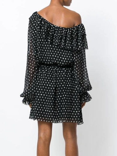 polka-dot one shoulder dress