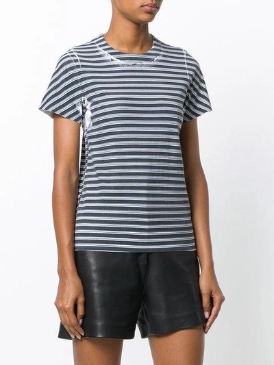 Shop Alexander Wang T Destroyed Stripe T-shirt In Black