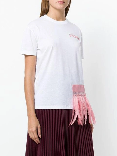 Shop Prada Trimmed And Embellished T-shirt In White