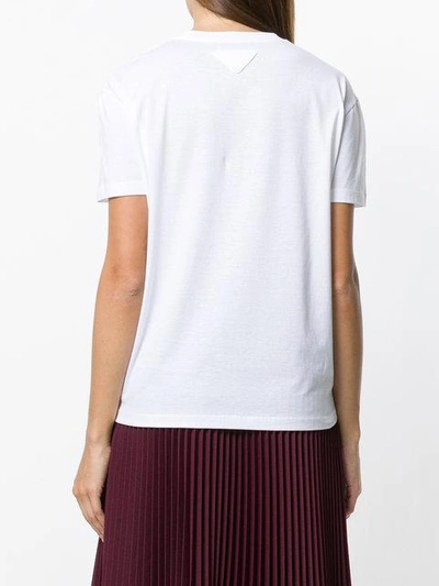 Shop Prada Trimmed And Embellished T-shirt In White